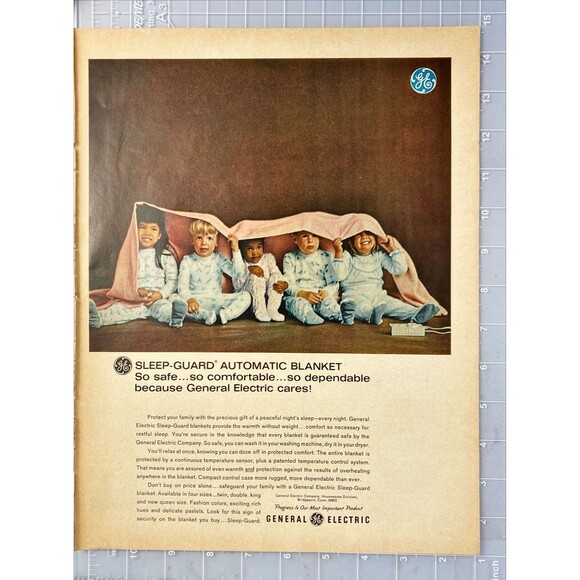 General Electric Sleep Guard Automatic Blanket "Safe for children" Print Ad 1966 - Picture 2 of 3
